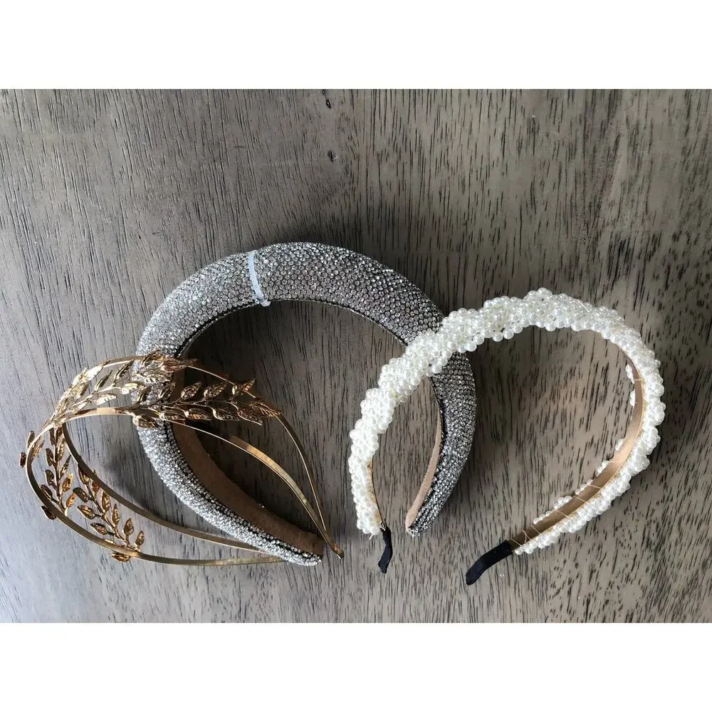 3 Headband Bundle with Pearls, Sparkle, and Gold - OS